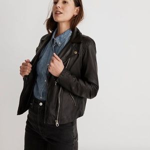 Washed Leather Motorcycle Jacket: Brass Hardware Edition XXL